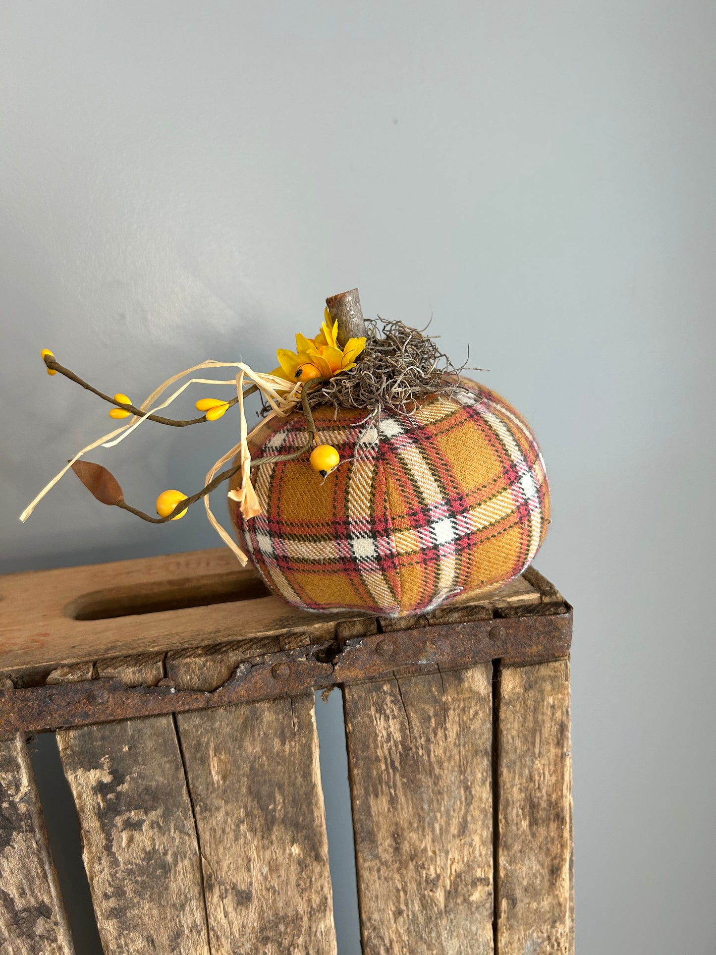 Hand Made Stuffed Fall Decorated Pumpkin