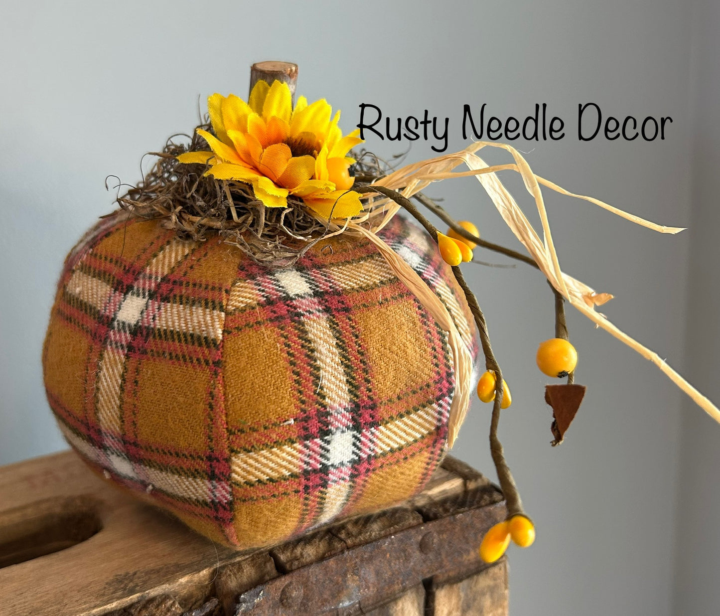 Hand Made Stuffed Fall Decorated Pumpkin