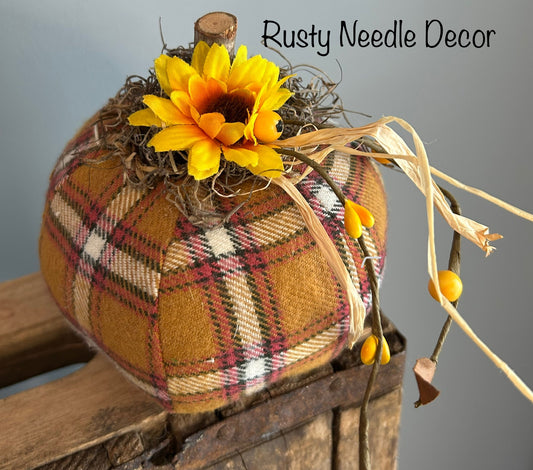 Hand Made Stuffed Fall Decorated Pumpkin