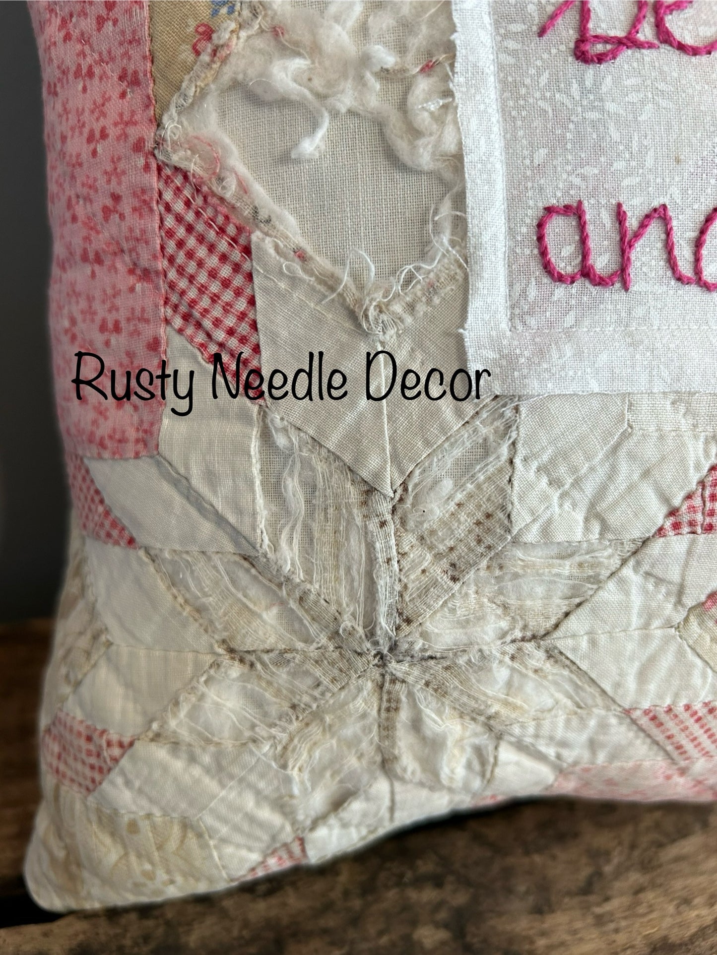 Vintage Hand Embroidered Be Still And Know Quilt Pillow