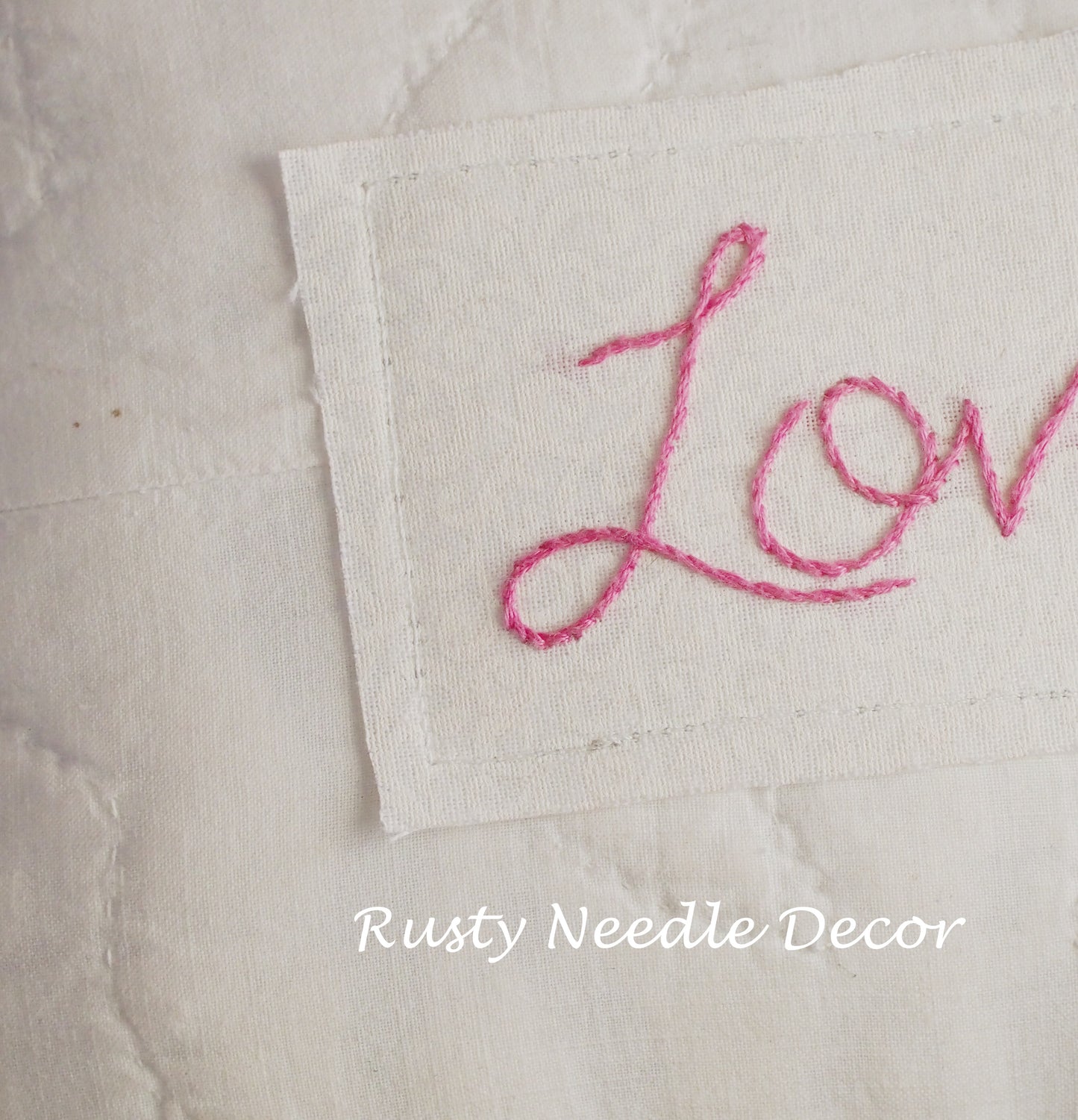 Valentine Love Vintage Quilt Hand Embroidered Pillow