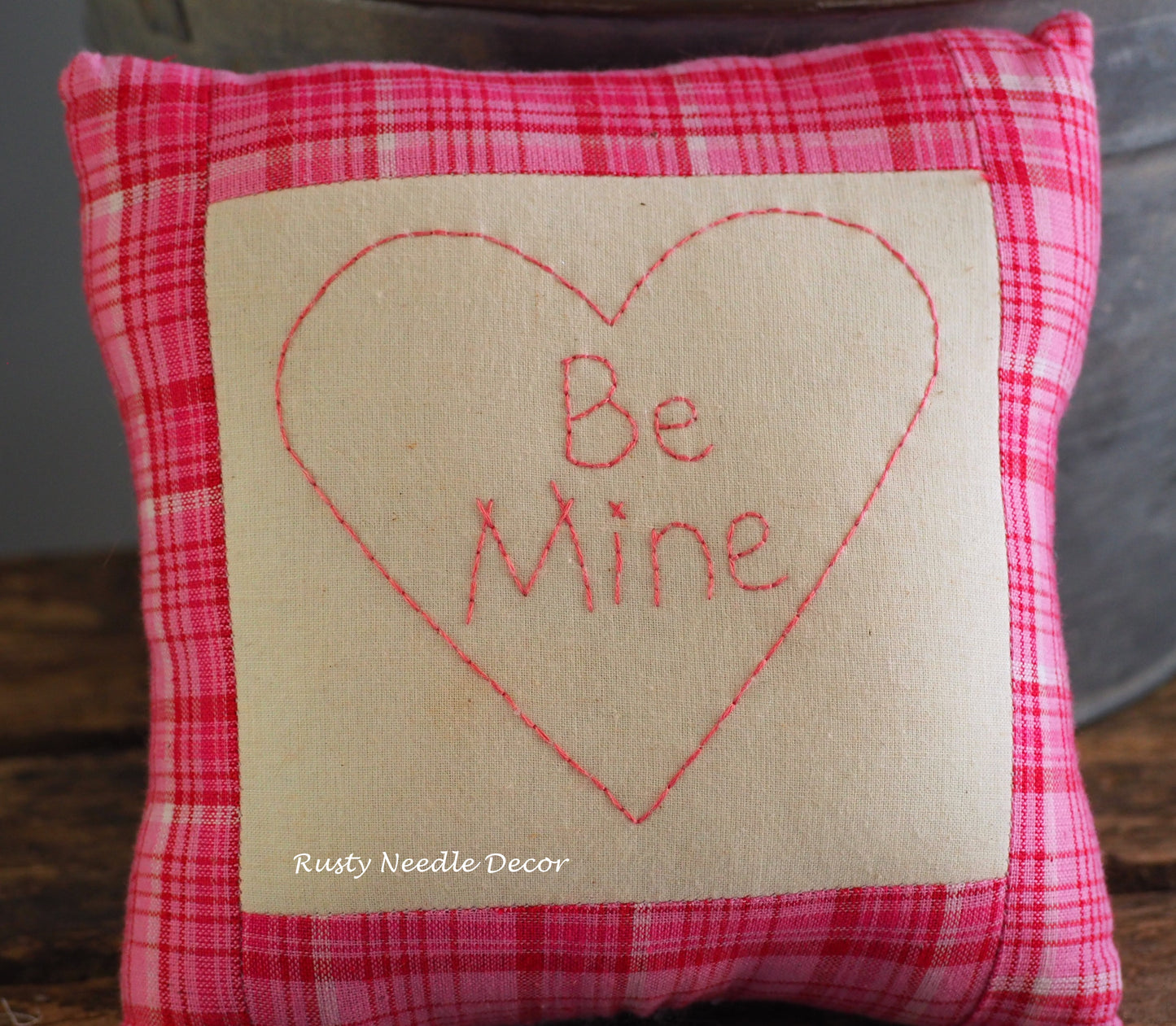 Hand Embroidered Be Mine Pillow