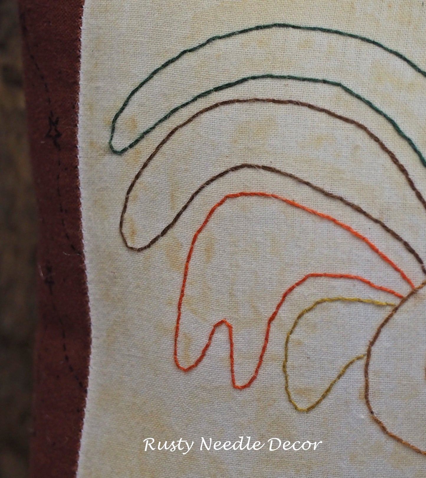 Hand Embroidered Rooster Welcome Pillow