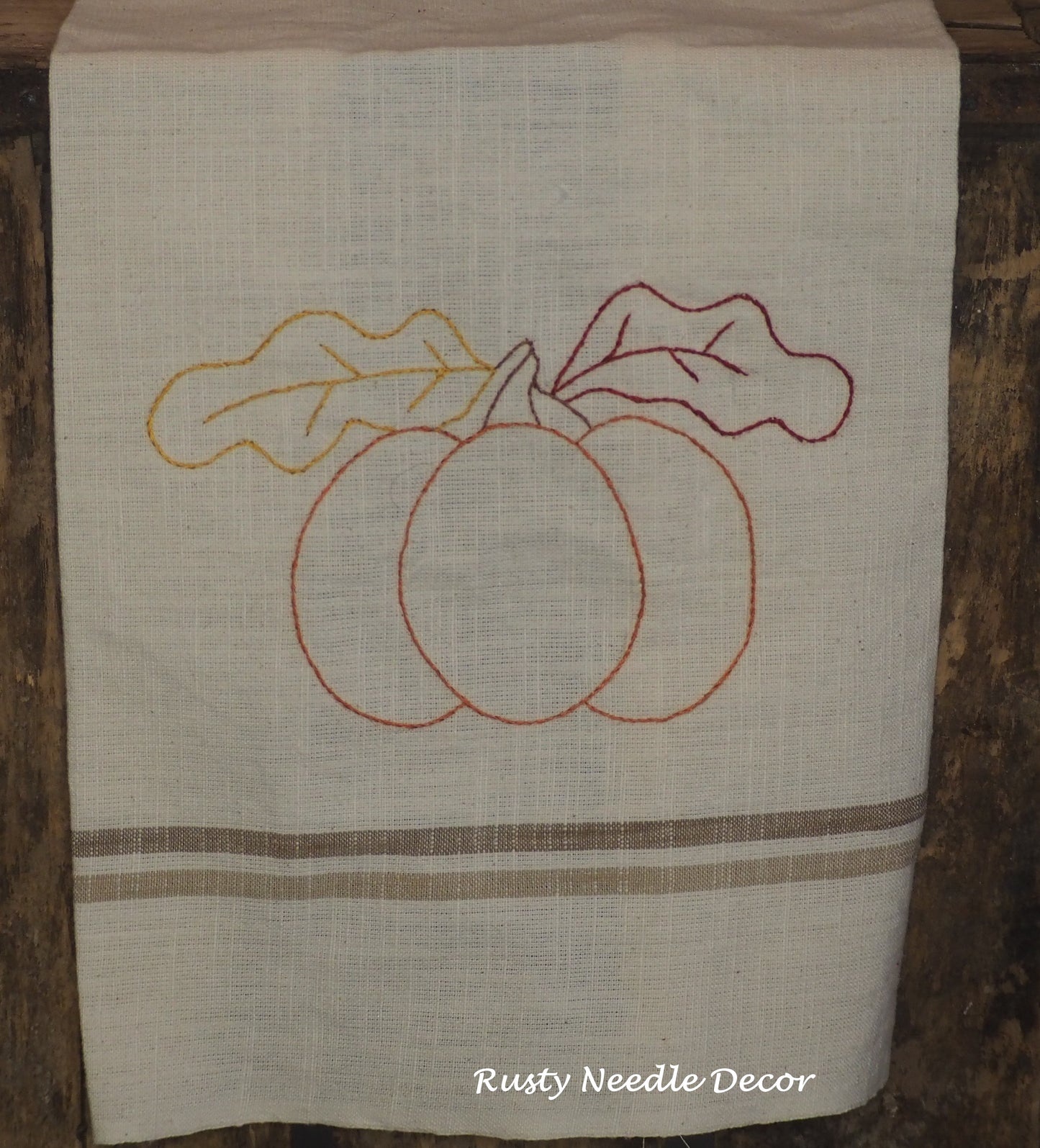 Hand Embroidered Autumn Decorative Dish Towel