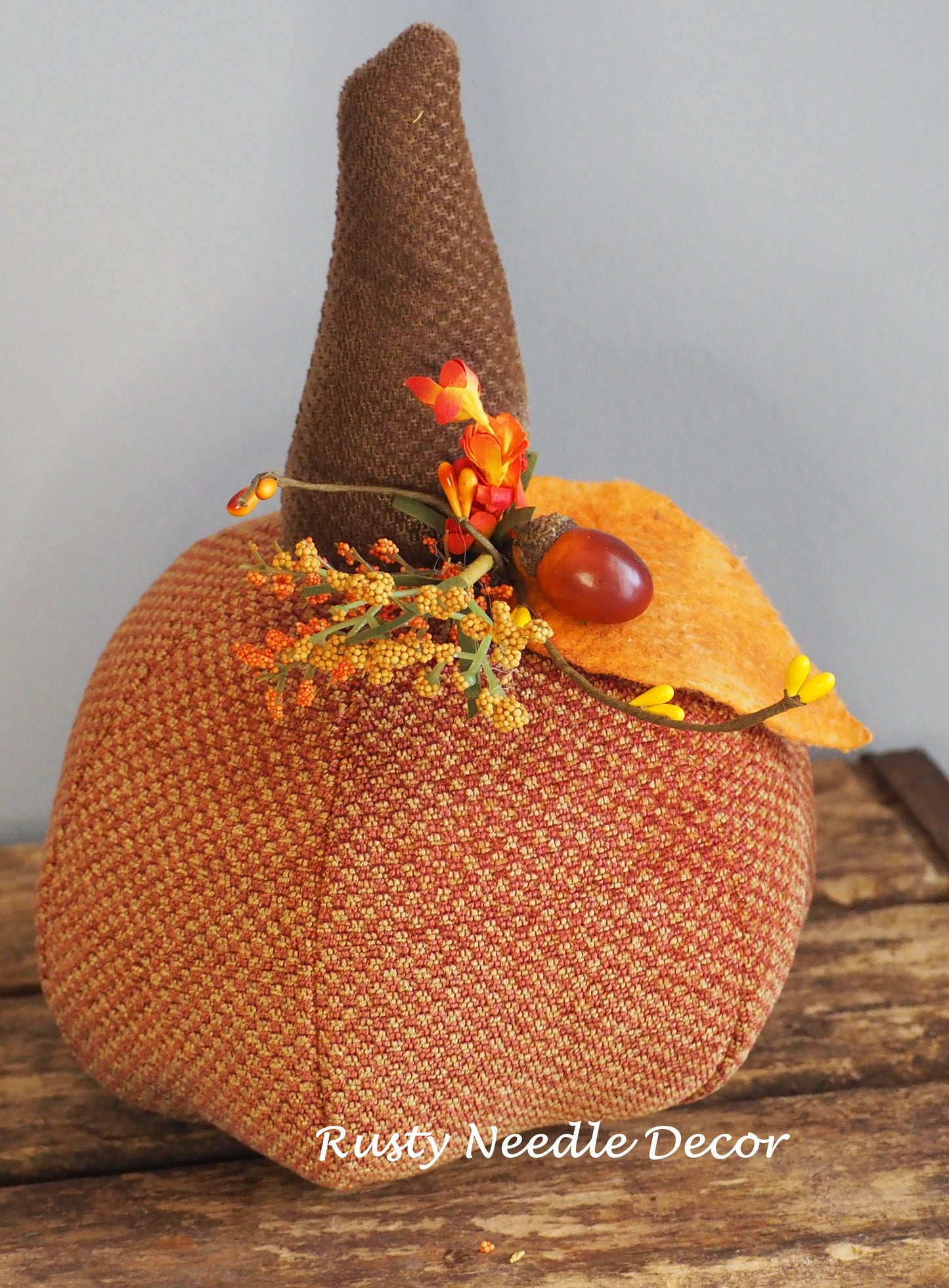 Hand Made Stuffed Fall Autumn Decorated Pumpkin