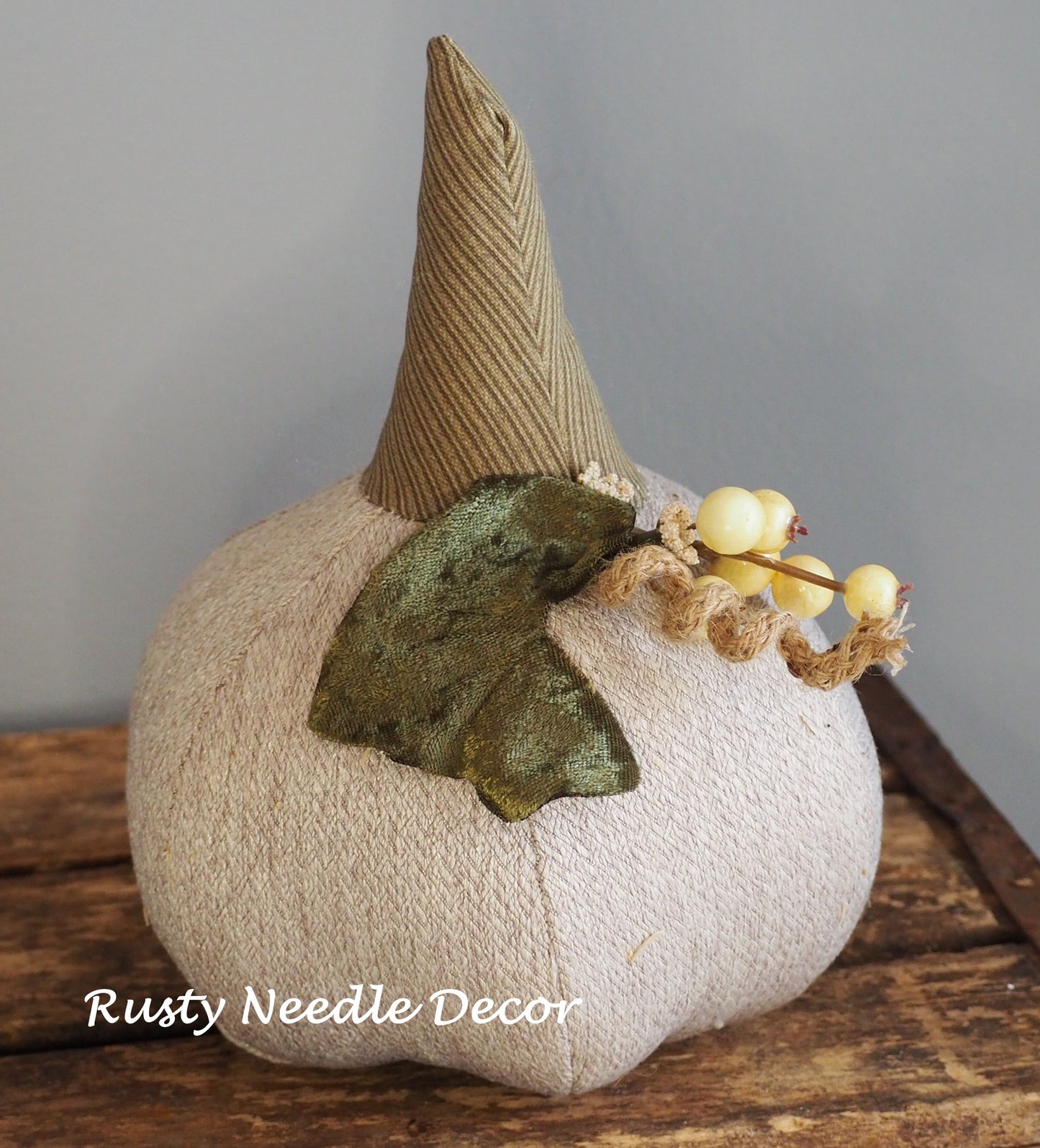 Hand Made Stuffed Fall Autumn Decorated Pumpkin