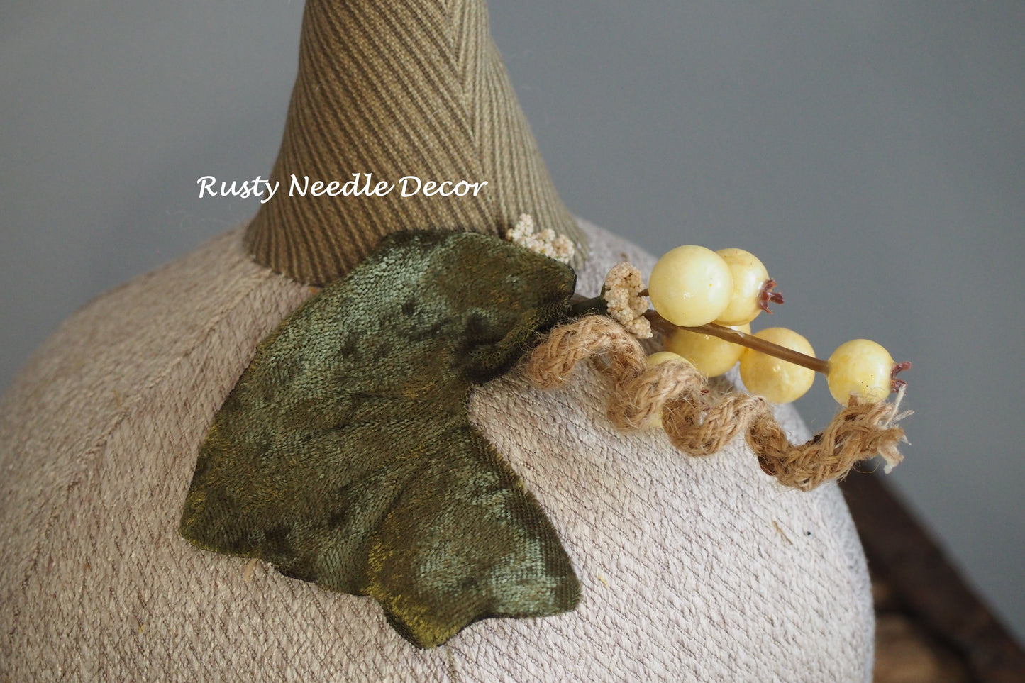 Hand Made Stuffed Fall Autumn Decorated Pumpkin