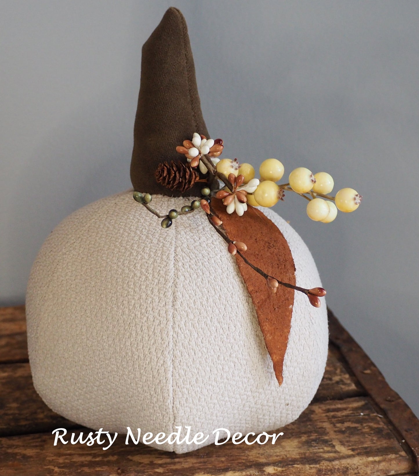 Hand Made Stuffed Fall Autumn Decorated Pumpkin