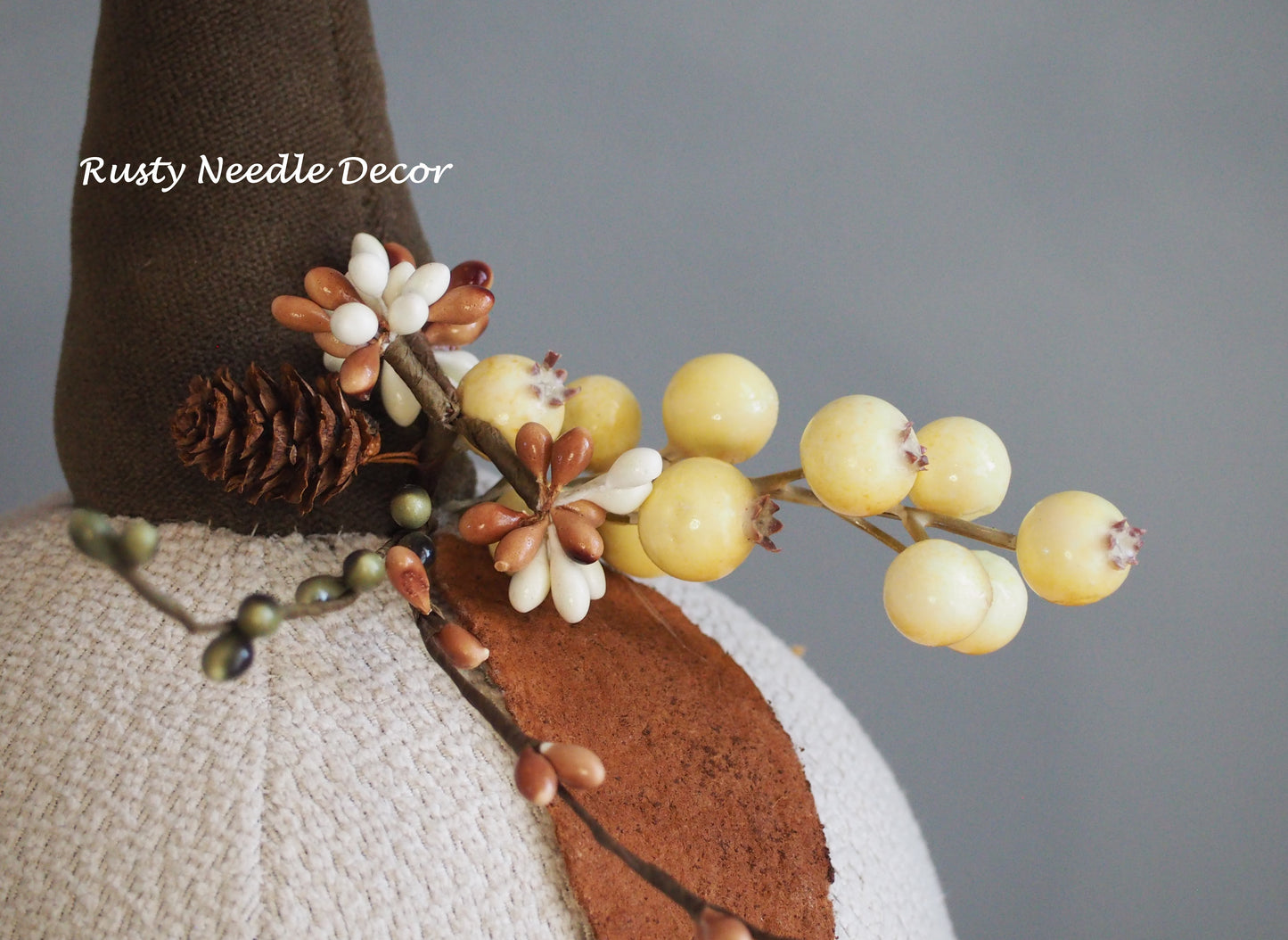 Hand Made Stuffed Fall Autumn Decorated Pumpkin