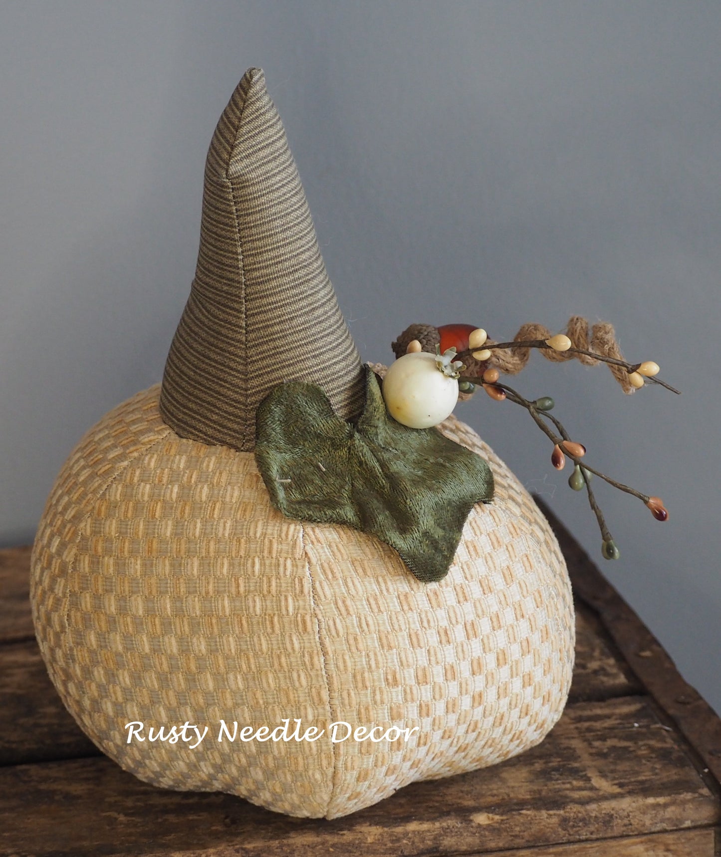 Hand Made Stuffed Fall Autumn Decorated Pumpkin