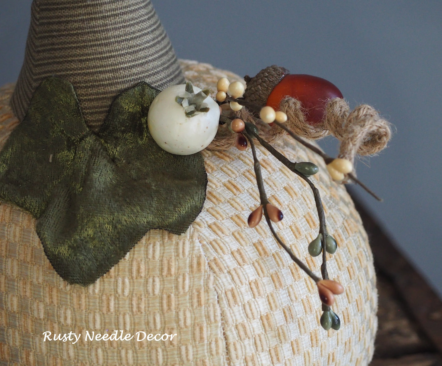 Hand Made Stuffed Fall Autumn Decorated Pumpkin