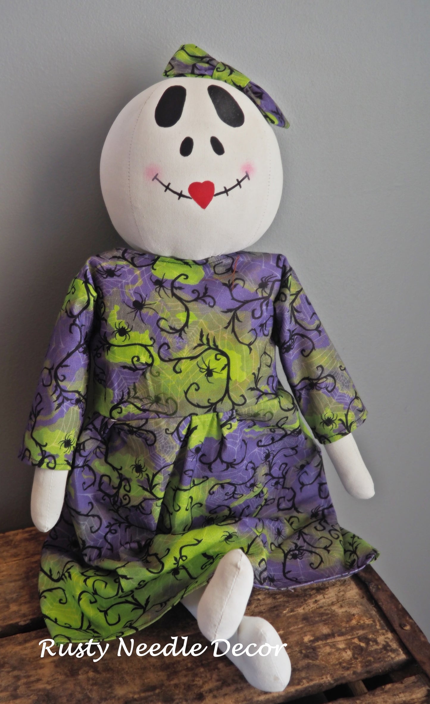 Hand Made Stuffed Halloween Ms. Skeleton Doll