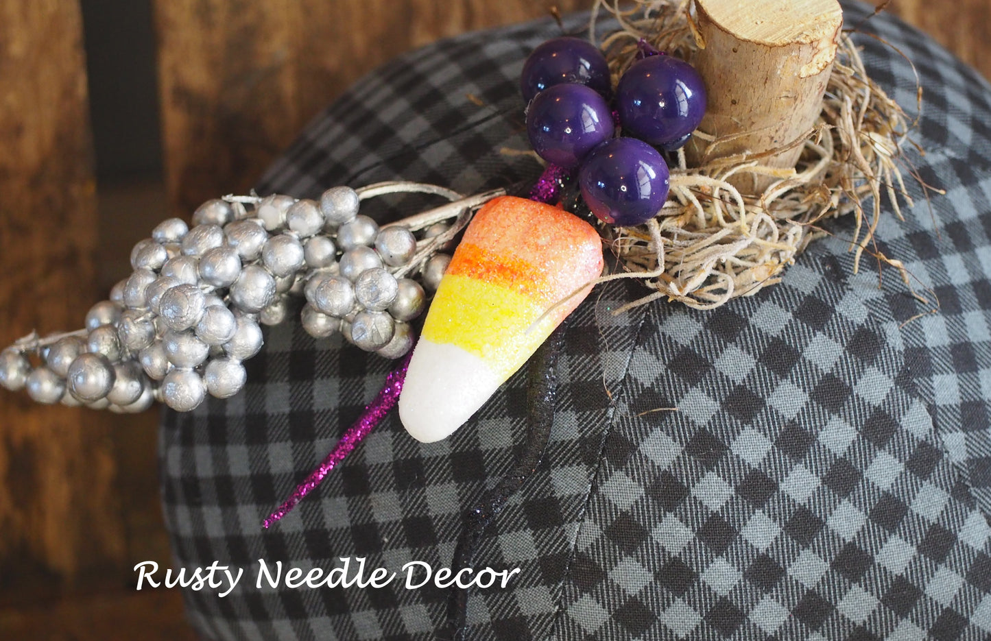 Hand Made Stuffed Fall Halloween Decorated Pumpkin