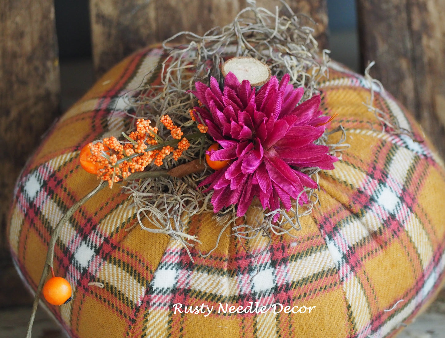 Hand Made Stuffed Fall Decorated Pumpkin