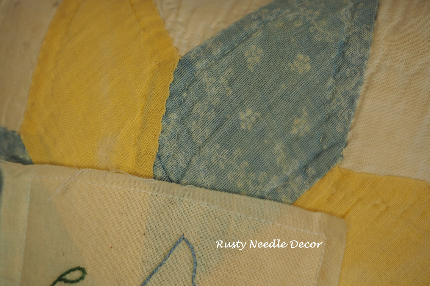 Handmade vintage quilt embroidered Dove pillow