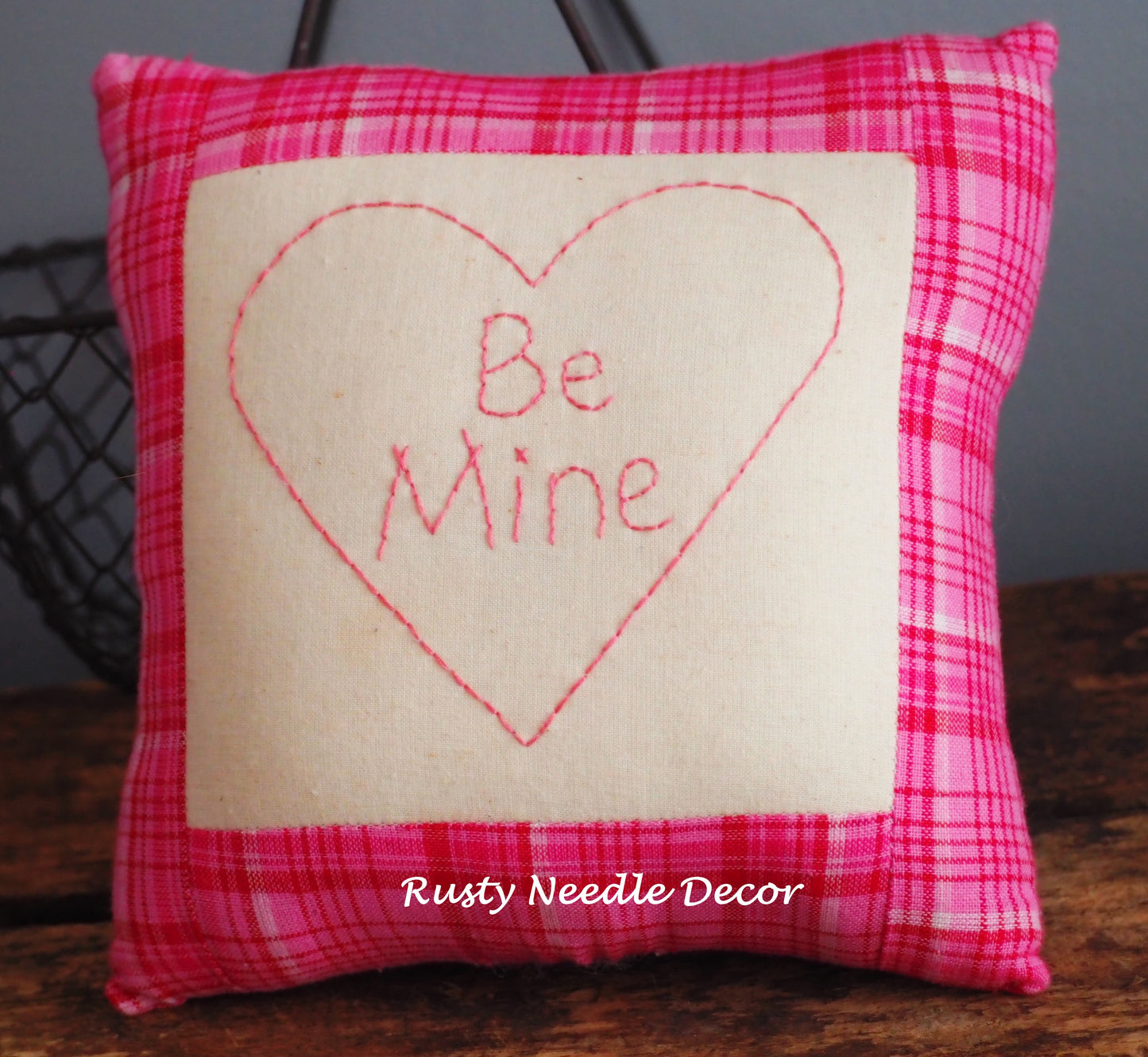 Hand Embroidered Be Mine Pillow