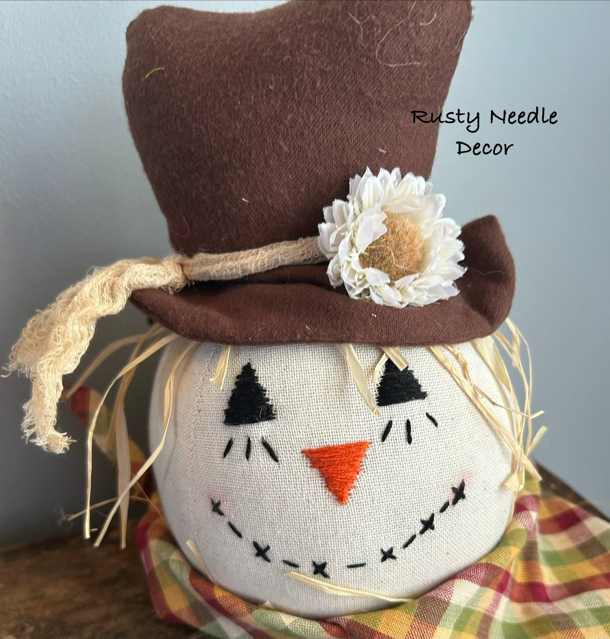 Hand Made Stuffed Scarecrow Head