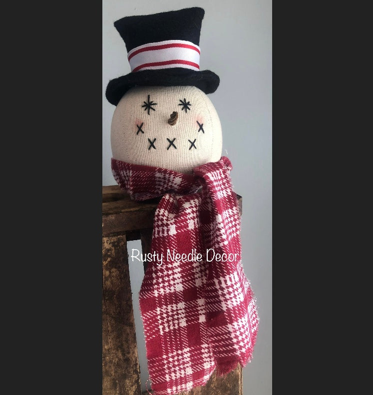 Handmade Stuffed Snowman Head