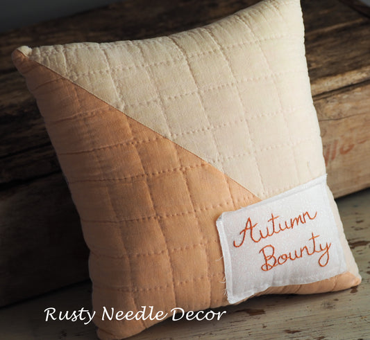 Autumn Bounty Fall Vintage Quilt Hand Embroidered Pillow