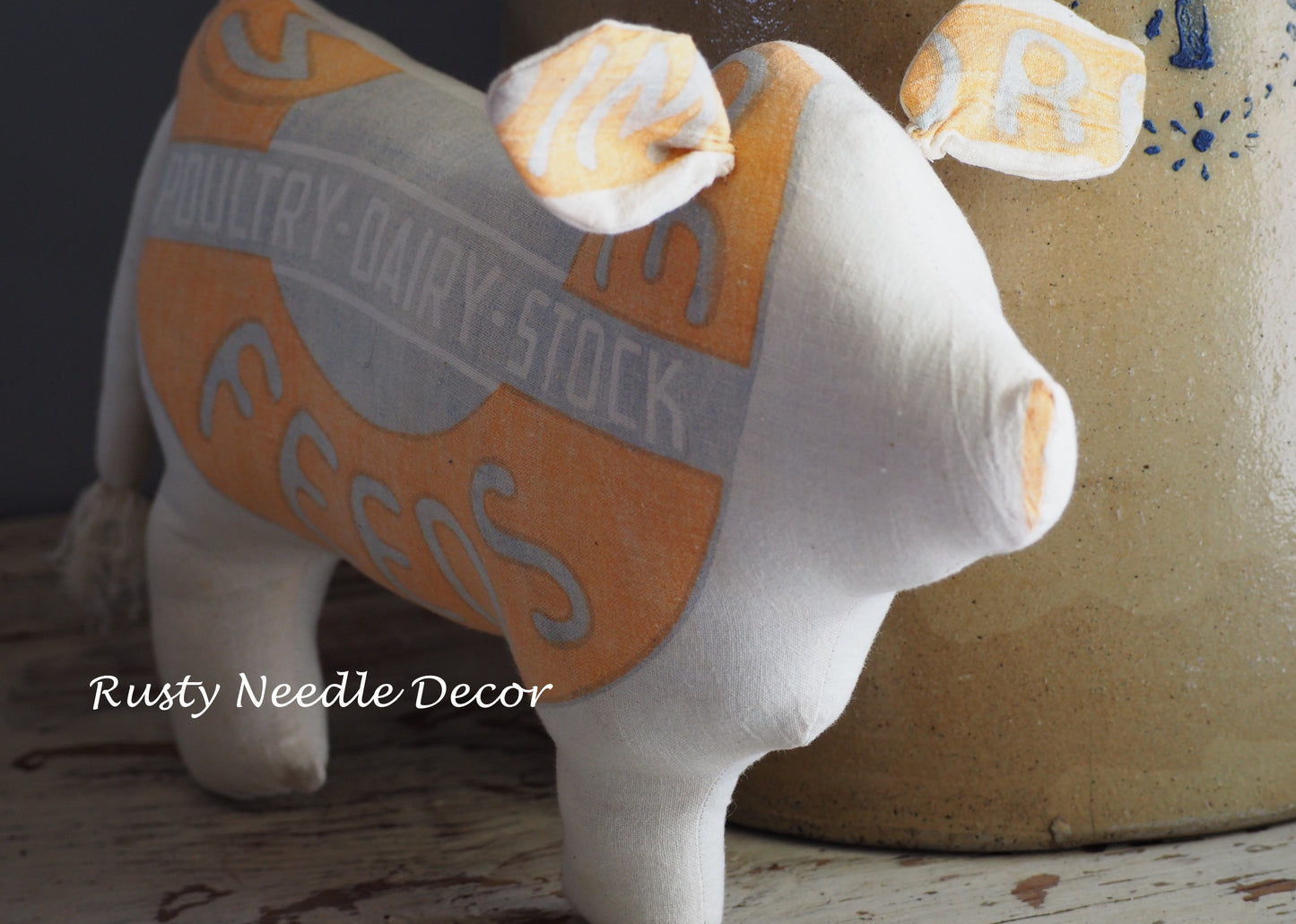 Hand Made Stuffed Feed Sack Cow