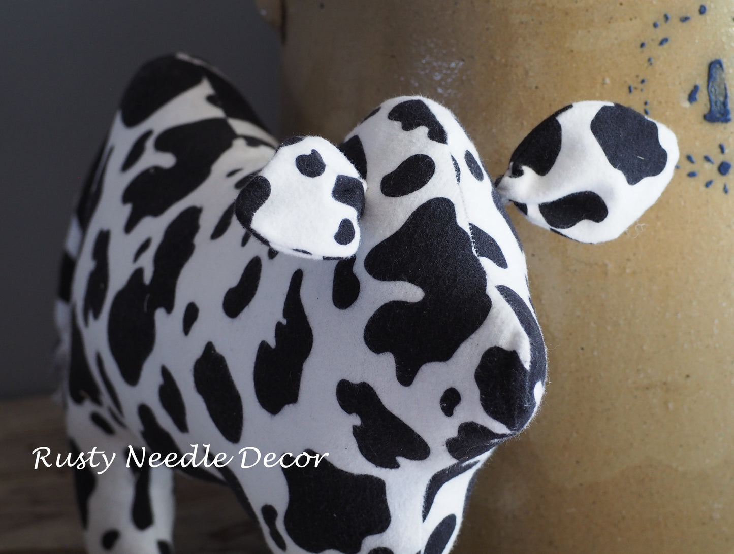Hand Made Stuffed Holstein Cow