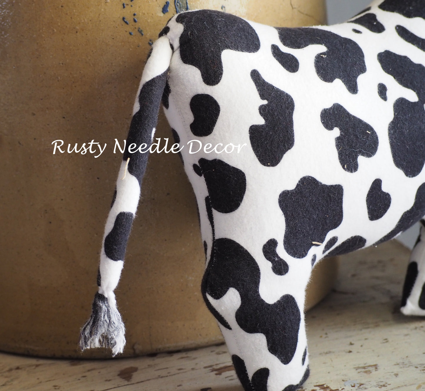 Hand Made Stuffed Holstein Cow