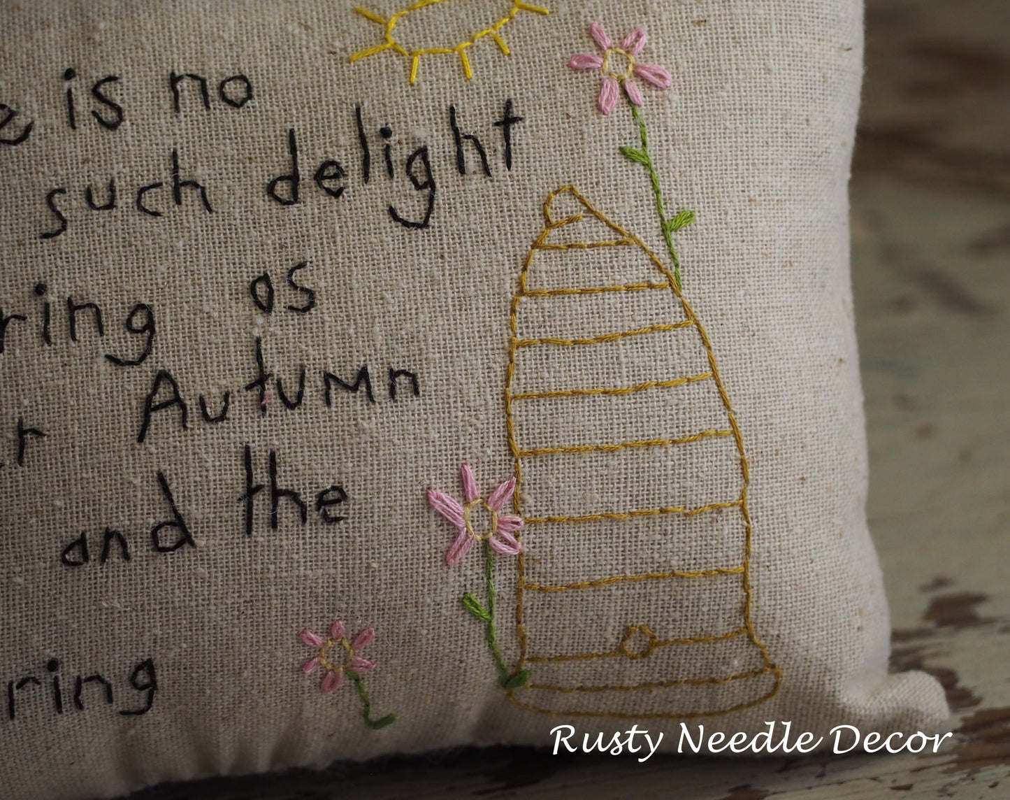 Hand Embroidered Seasons Pillow