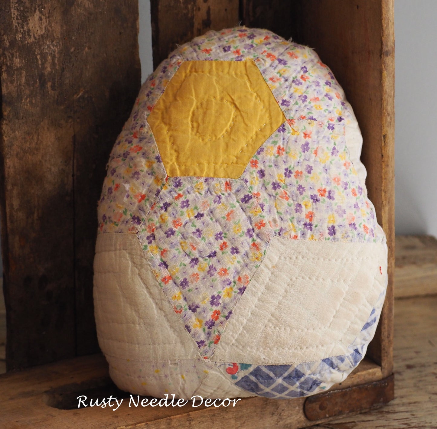 Antique vintage quilt Easter egg