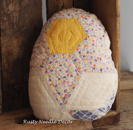 Antique vintage quilt Easter egg