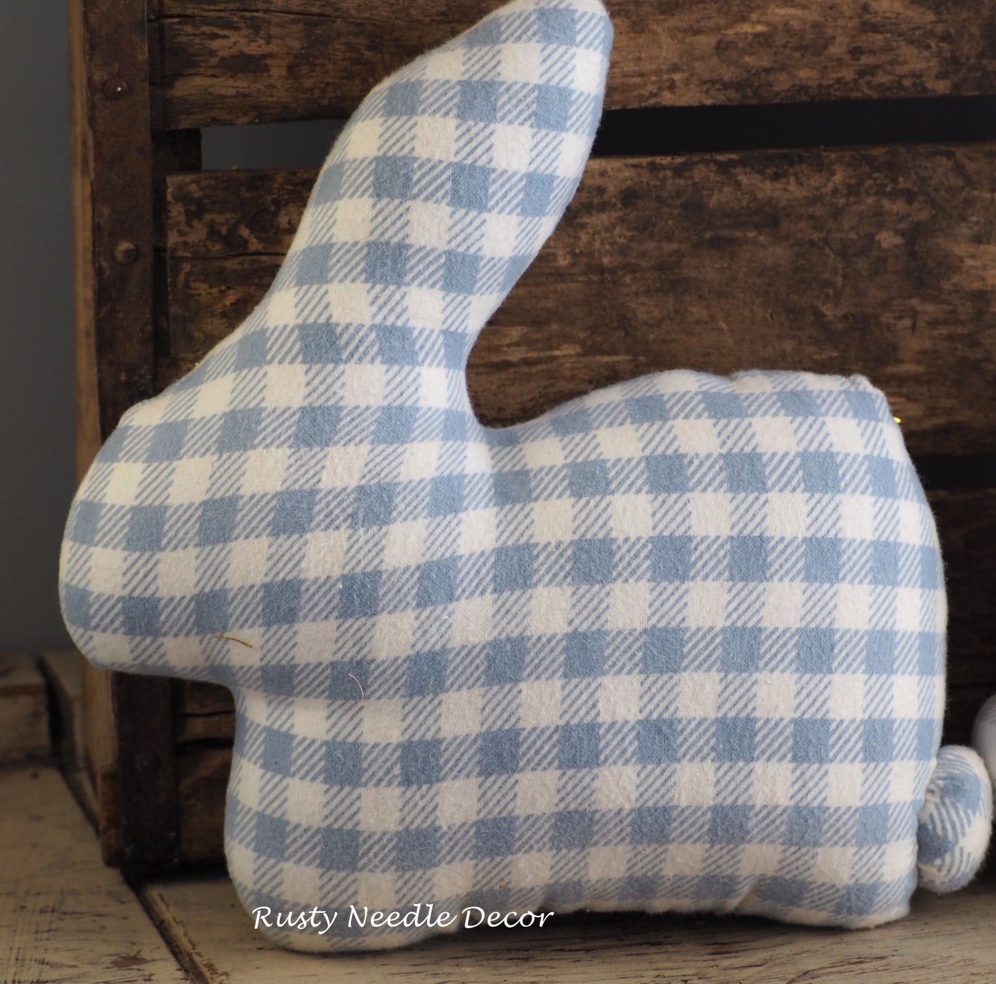 Large Plaid Spring Bunny Rabbit Handmade