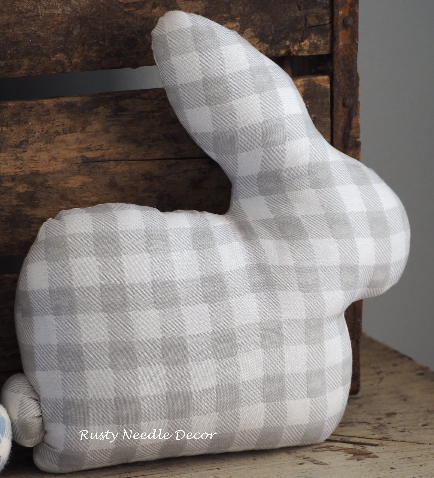 Large Plaid Spring Bunny Rabbit Handmade