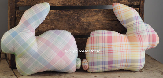 Large Spring Plaid Bunny Handmade