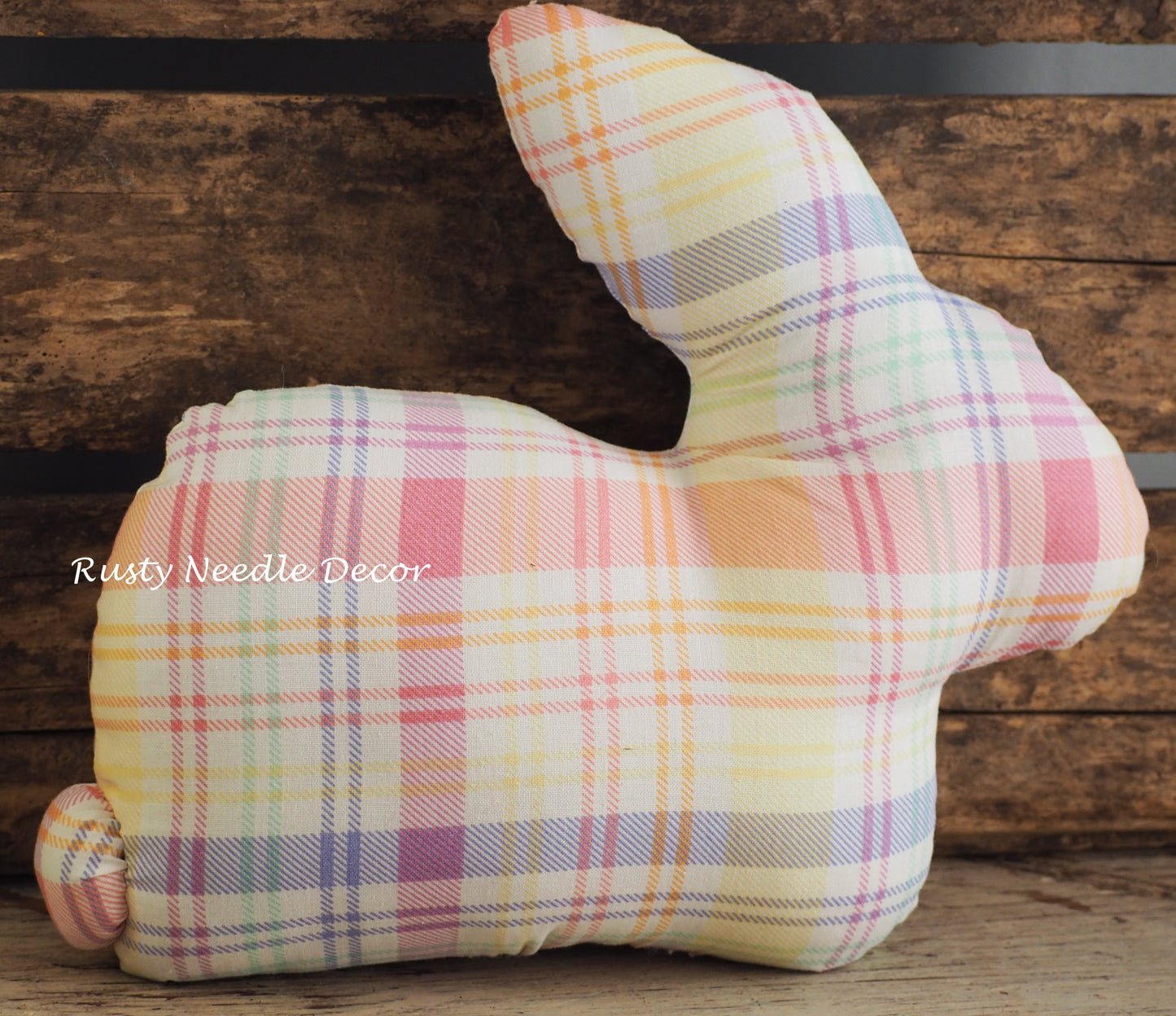 Large Spring Plaid Bunny Handmade