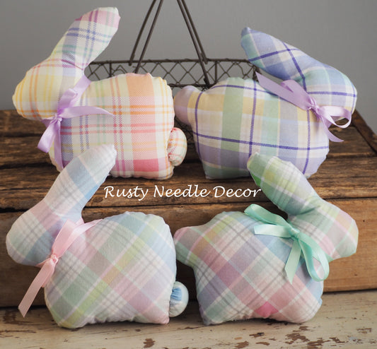 Small Plaid Stuffed Easter Bunny Rabbit Handmade