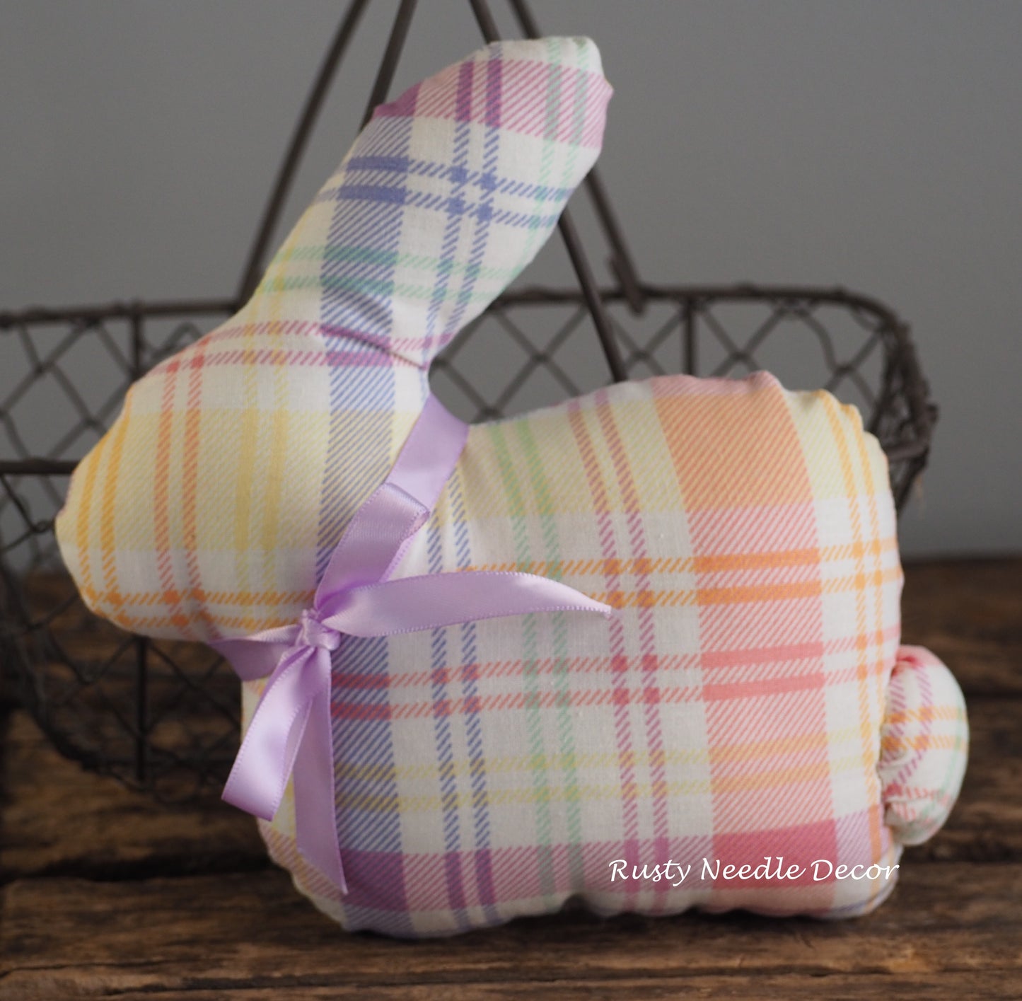 Small Plaid Stuffed Easter Bunny Rabbit Handmade