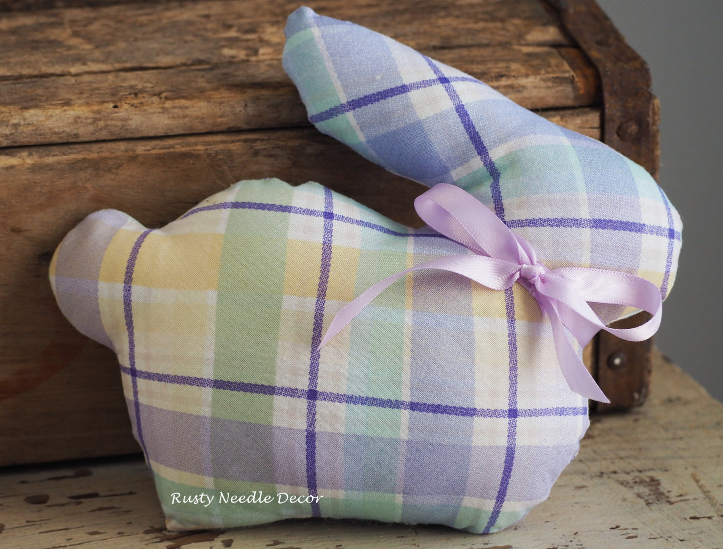 Small Plaid Stuffed Easter Bunny Rabbit Handmade