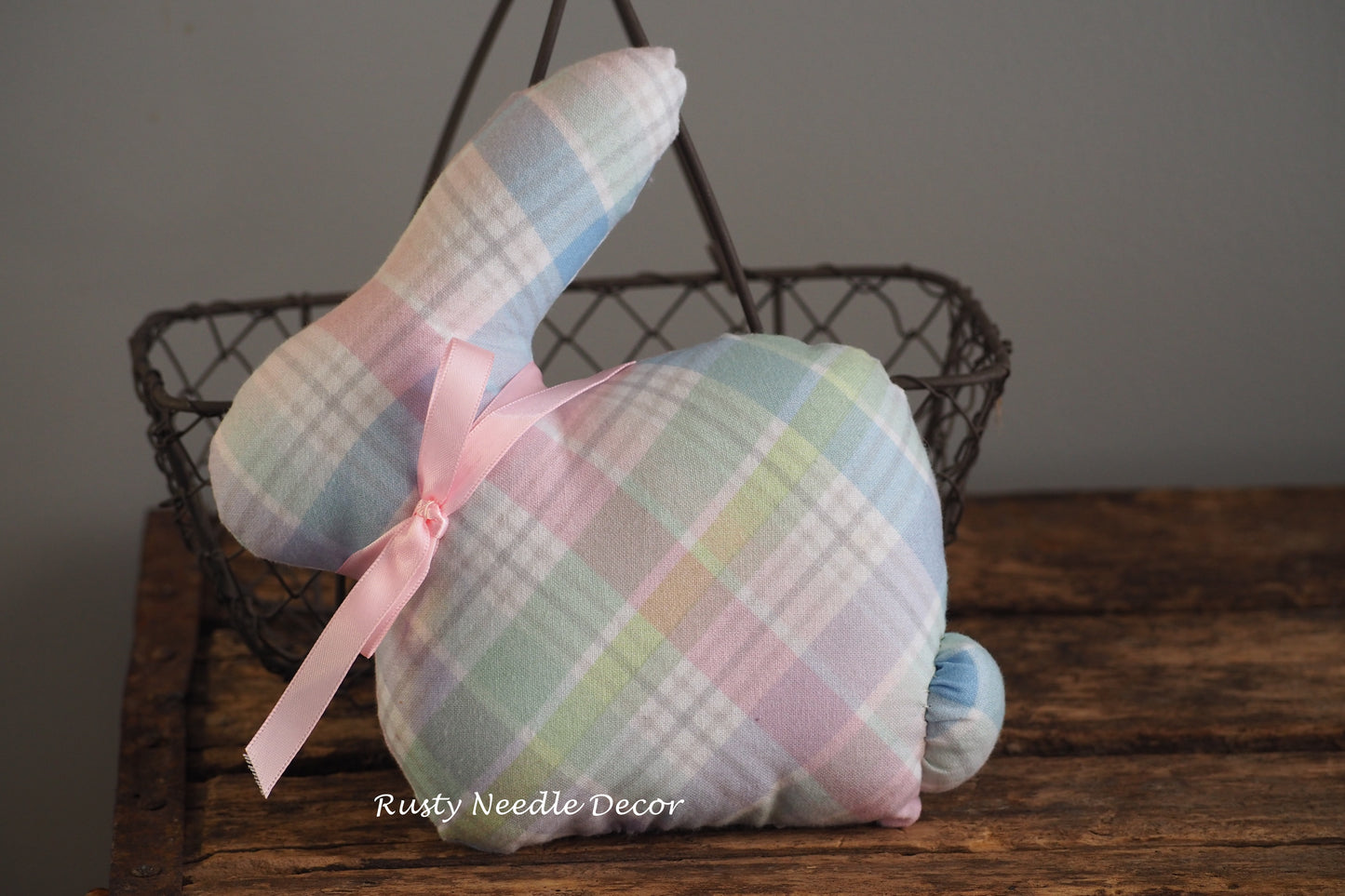 Small Plaid Stuffed Easter Bunny Rabbit Handmade