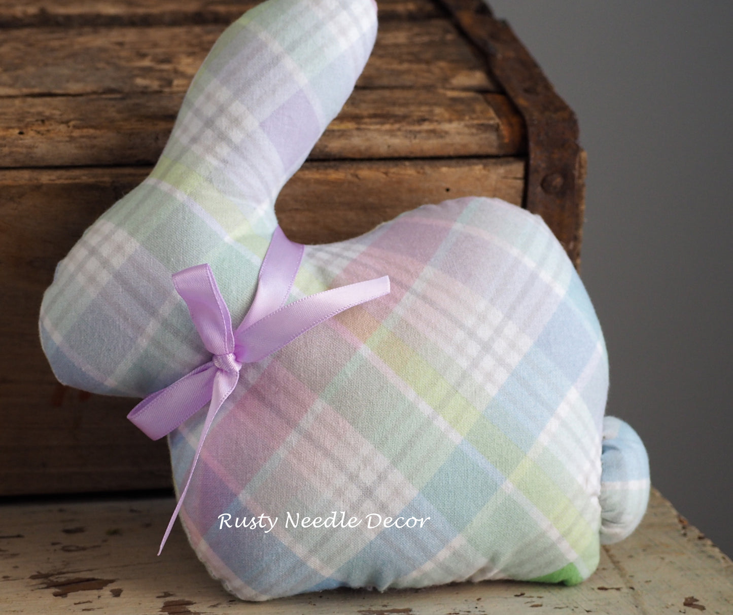 Small Plaid Stuffed Easter Bunny Rabbit Handmade