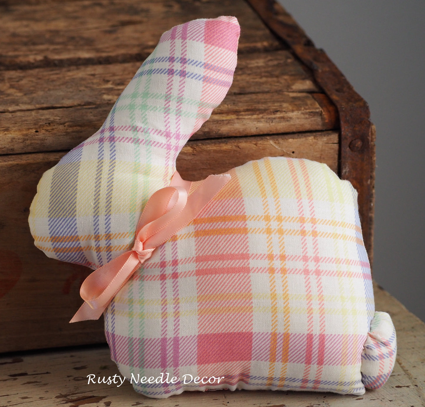 Small Plaid Stuffed Easter Bunny Rabbit Handmade