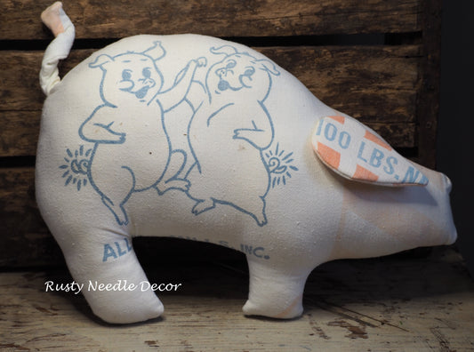 Handmade Grain Sack Pig