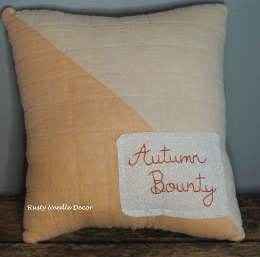 Fall Vintage Quilt Hand Embroidered Pillow - Autumn Bounty