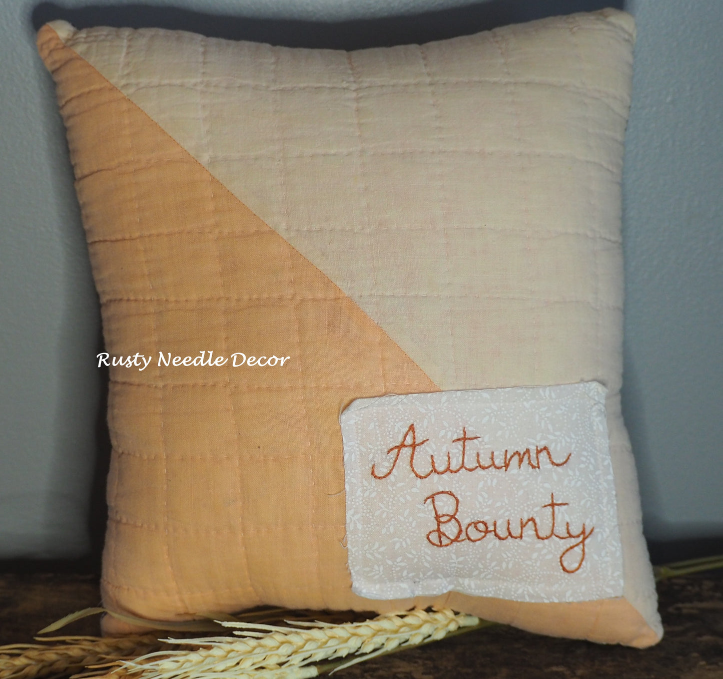 Fall Vintage Quilt Hand Embroidered Pillow - Autumn Bounty