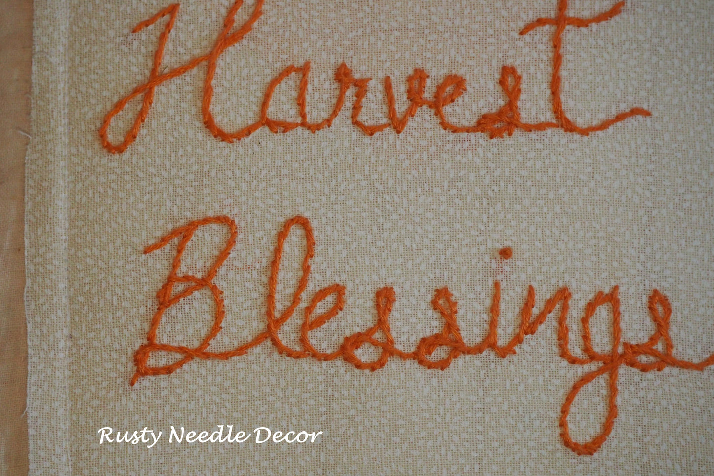 Fall Vintage Quilt Hand Embroidered Pillow - Harvest Blessings