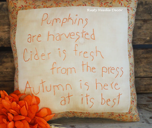 Hand Embroidered Autumn Pillow