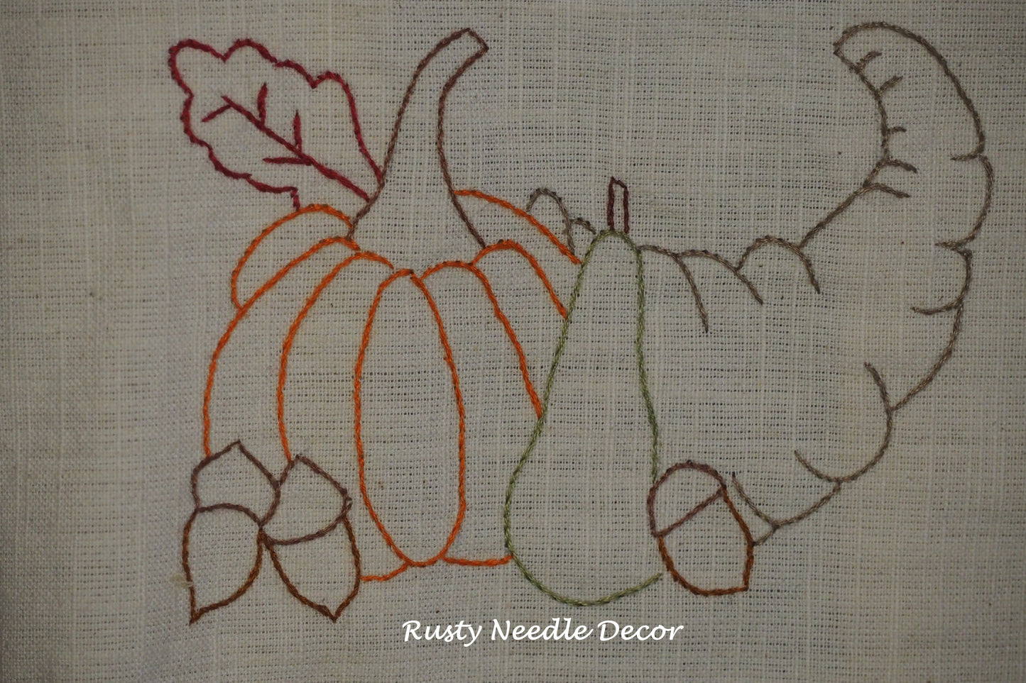 Hand Embroidered Autumn Decorative Dish Towel