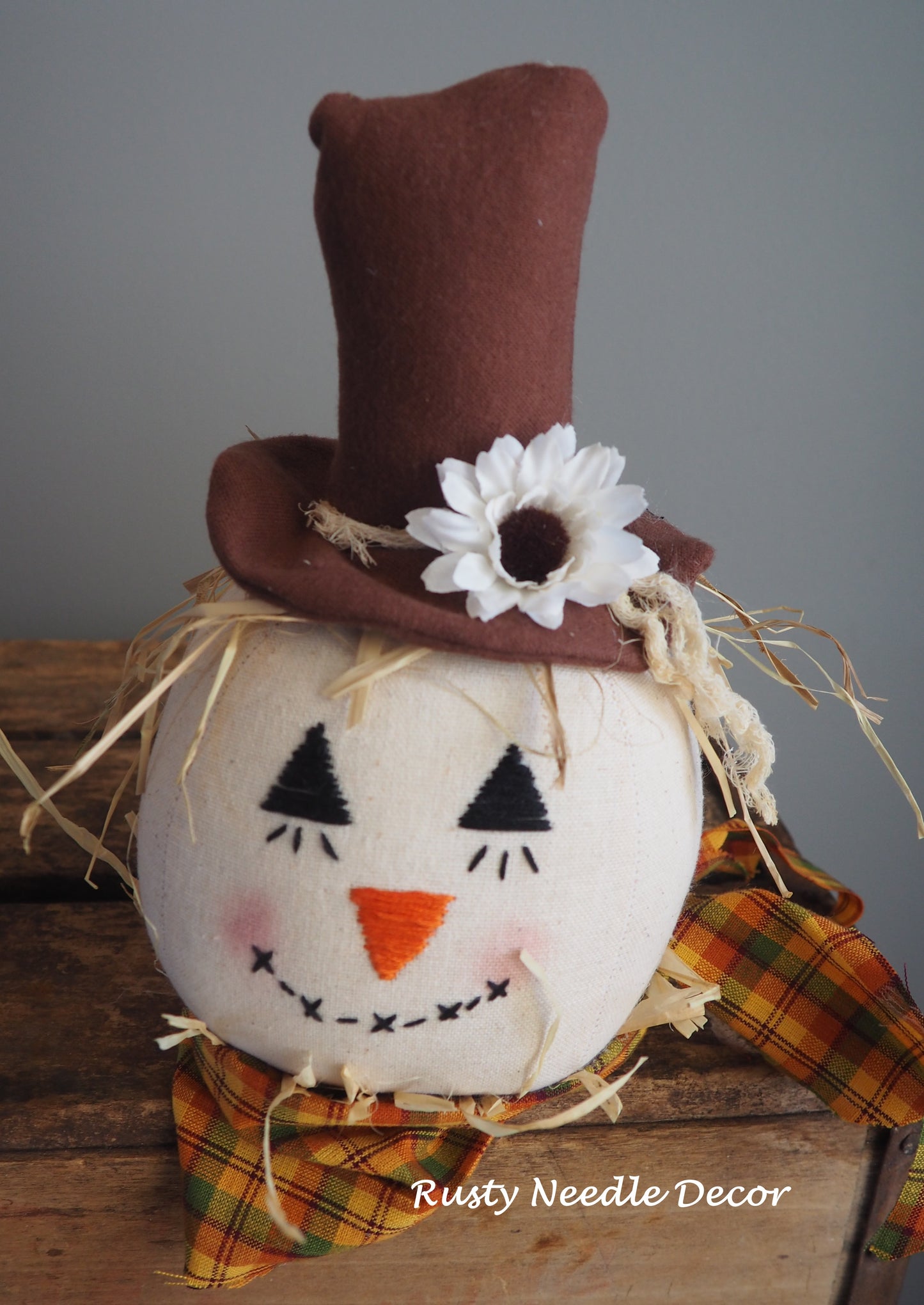 Hand Made Stuffed Scarecrow Head