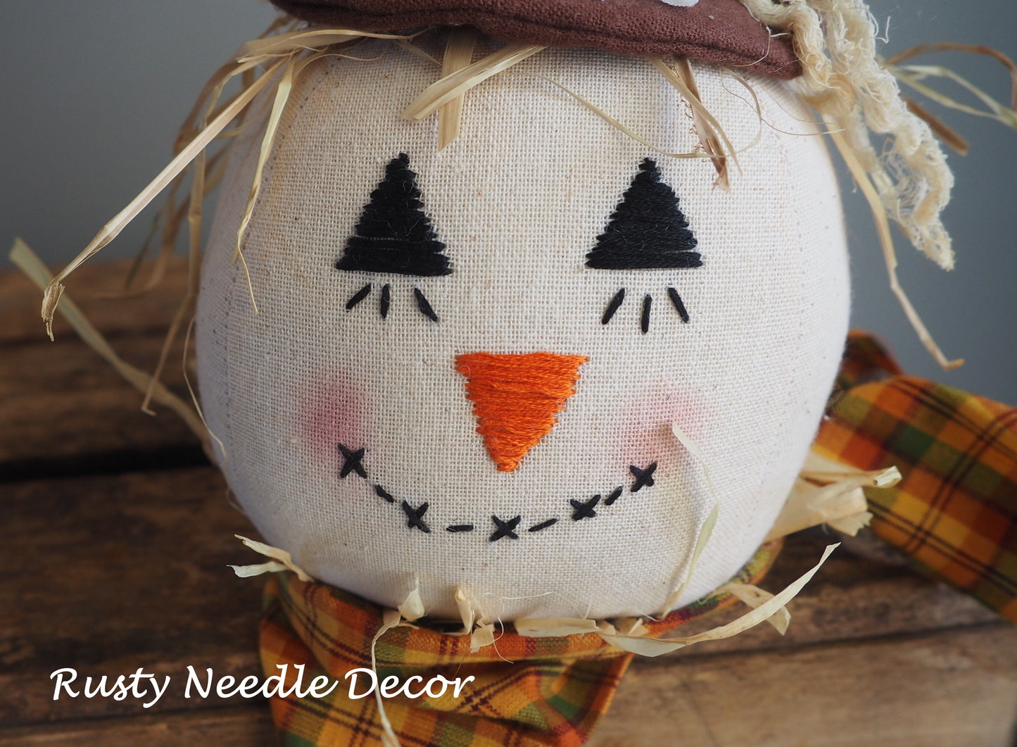 Hand Made Stuffed Scarecrow Head