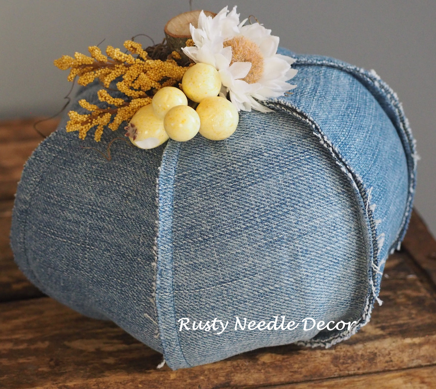 Hand Made Stuffed Fall Autumn Decorated Pumpkin