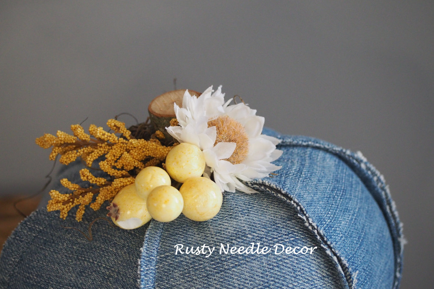 Hand Made Stuffed Fall Autumn Decorated Pumpkin