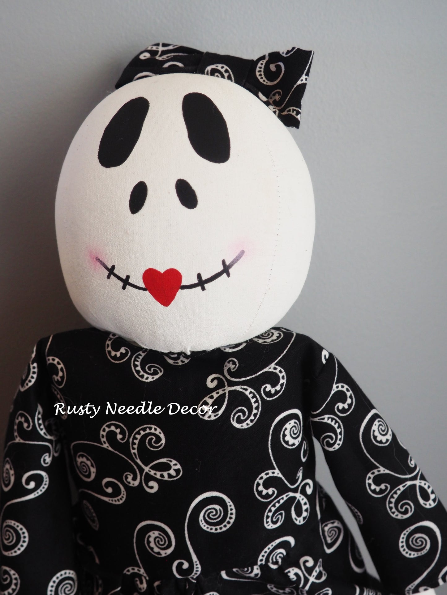 Hand Made Stuffed Halloween Ms. Skeleton Doll